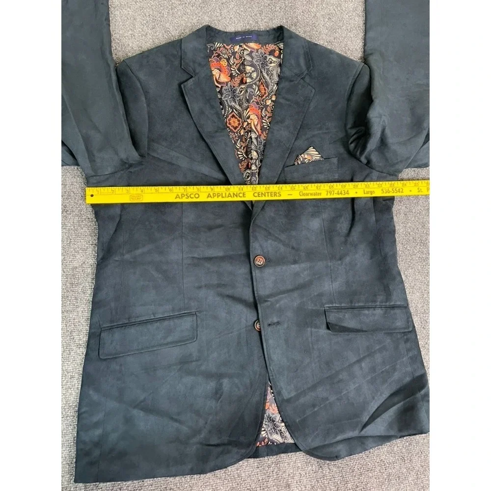 NWOT Alan Flusser Sport Coat Blazer Men's Polyester Navy Blue Paisley Lining 44